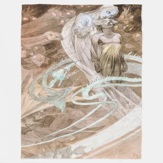 Alfons Mucha 1899 Le Pater Fleece Deken (Voorkant)