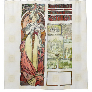 Alfons Mucha 1900 Oostenrijks paviljoen Douchegordijn