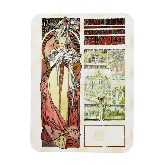 Alfons Mucha 1900 Oostenrijks paviljoen Magneet (Verticaal)