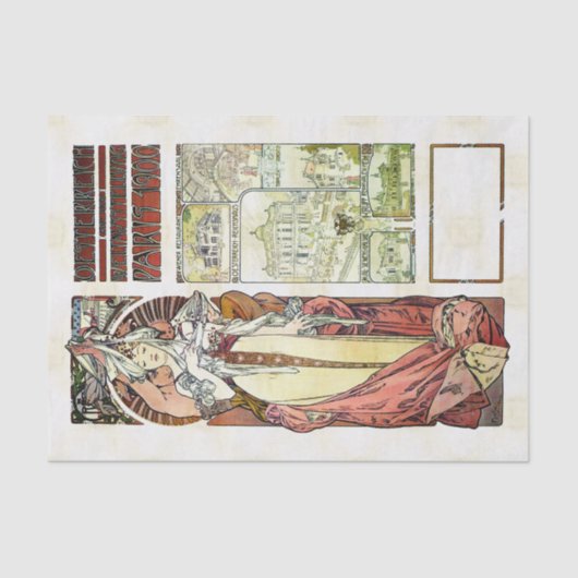 Alfons Mucha 1900 Oostenrijks paviljoen Tissuepapier (Voorkant)