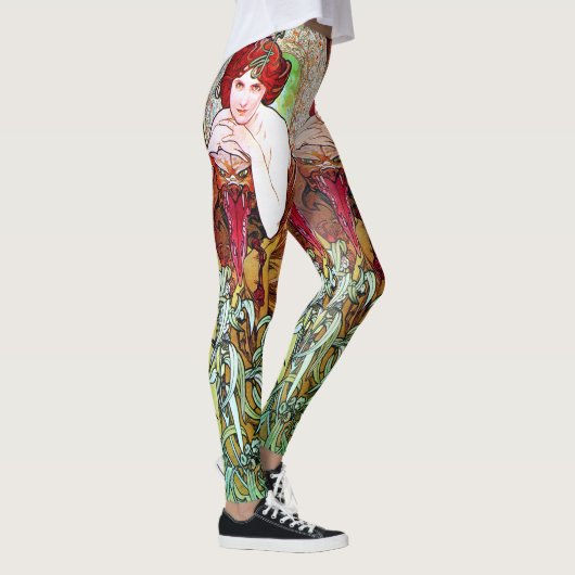 Alfons Mucha 1900 The Precious Stones Emerald Leggings (Rechts)