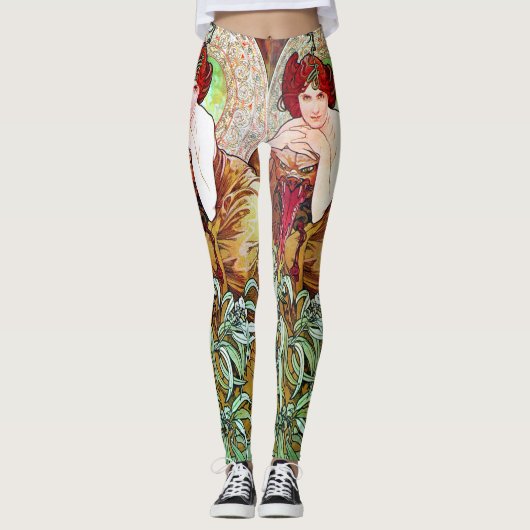 Alfons Mucha 1900 The Precious Stones Emerald Leggings (Voorkant)