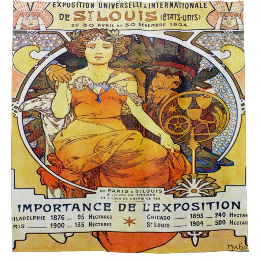 Alfons Mucha 1903 Exposition Universelle Douchegordijn (Voorkant)