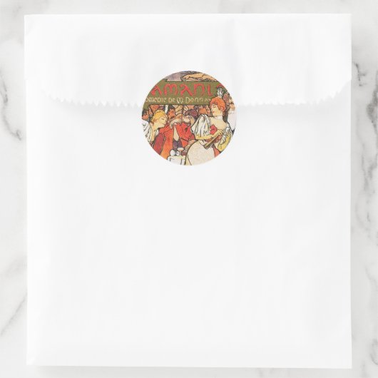 Alfons Mucha: Amanten Ronde Sticker (Tas)