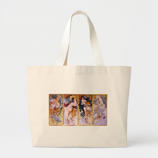 Alfons Mucha Art Nouveau Girls Painting Grote Tote Bag (Voorkant)