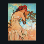 Alfons Mucha Art Nouveau Summer Painting Briefkaart<br><div class="desc">Een nieuw kunstschilderij van Alfons Mucha die een vrouw in de zomer schildert.</div>