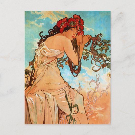 Alfons Mucha Art Nouveau Summer Painting Briefkaart (Voorkant)