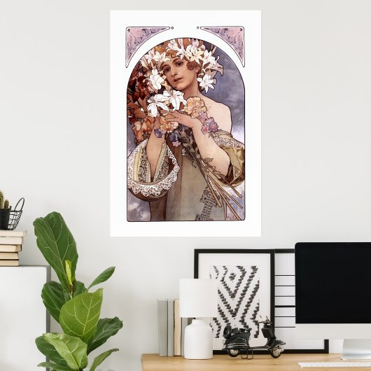 Alfons Mucha: Bloem Poster (Thuiskantoor)