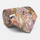 Alfons Mucha, de vier bloemen Stropdas (Opgerold)