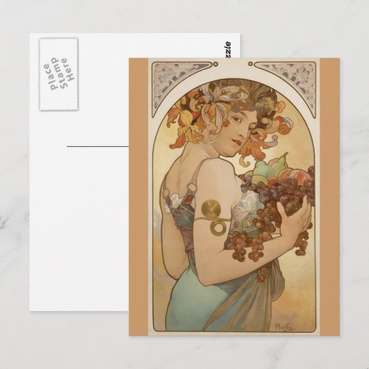 Alfons Mucha - Fruit Briefkaart (Voorkant / Achterkant)