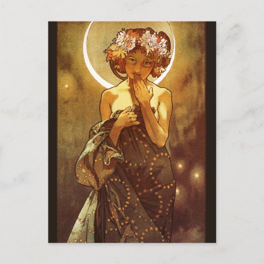 Alfons Mucha: Luna Briefkaart (Voorkant)