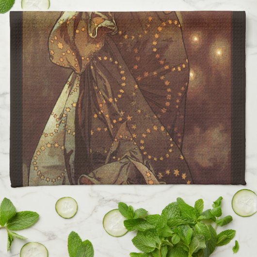 Alfons Mucha: Luna Theedoek (Gevouwen)