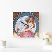 Alfons Mucha: Muse van schilderen Vierkante Klok (Huis)