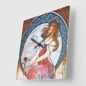 Alfons Mucha: Muse van schilderen Vierkante Klok (Hoek)