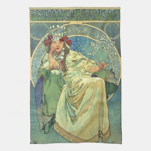 Alfons Mucha , “ Princess Hyacinth ” Theedoek (Verticaal)