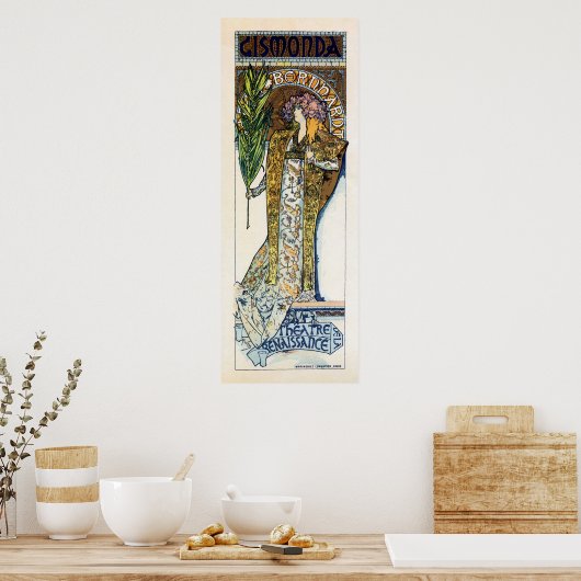 Alfons Mucha Sarah Bernhard vertical banner Poster (Keuken)
