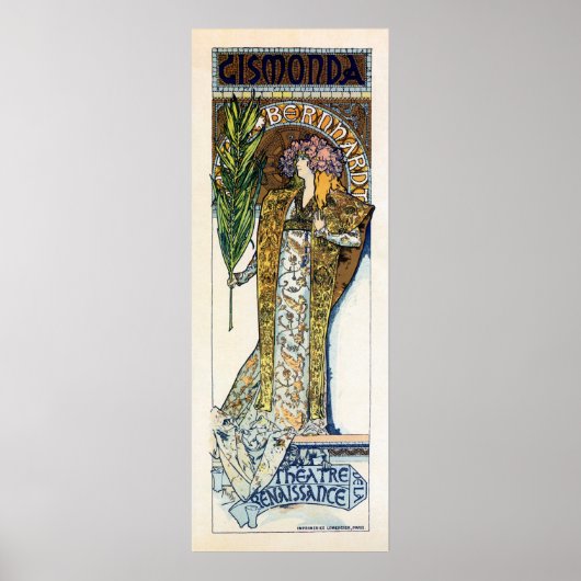Alfons Mucha Sarah Bernhard vertical banner Poster (Voorkant)