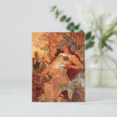 Alfons Mucha - Vier Seizoenen - HET AUTUMN Briefkaart (Staand voorkant)