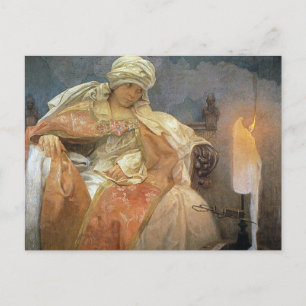 Alfons Mucha ~ Vrouwen met verbrande kaars Briefkaart