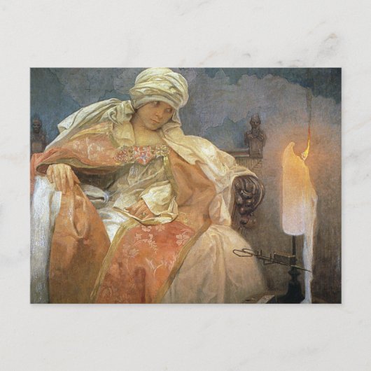 Alfons Mucha ~ Vrouwen met verbrande kaars Briefkaart (Voorkant)