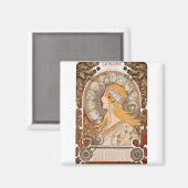 Alfons mucha Zodiaque of La Plume Magneet (Voorkant / Achterkant)