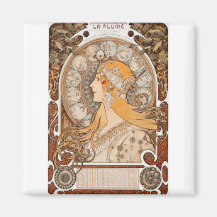Alfons mucha Zodiaque of La Plume Magneet