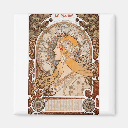 Alfons mucha Zodiaque of La Plume Magneet (Voorkant)