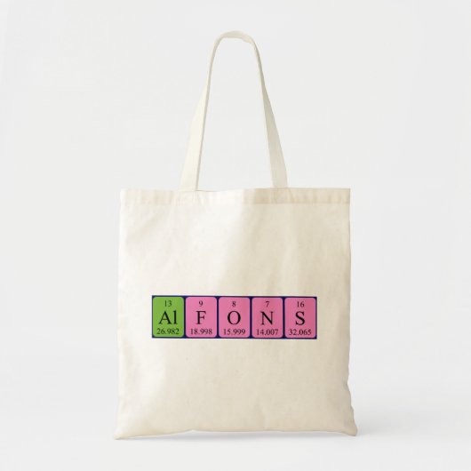 Alfons periodieke lijstnaam canvas tas (Voorkant)
