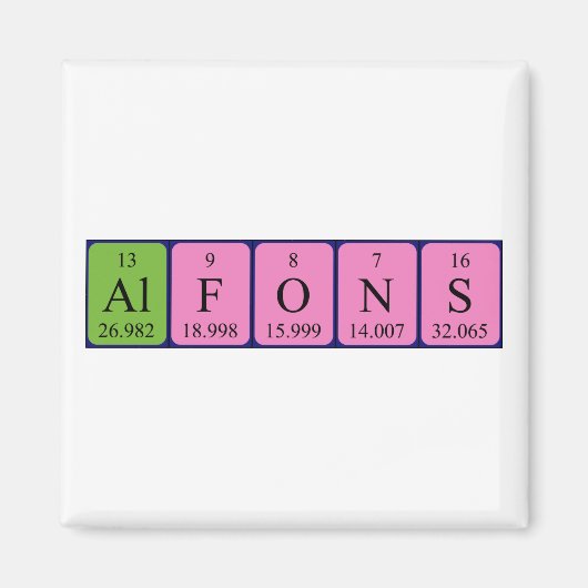 Alfons periodieke lijstnaam magnet (Voorkant)