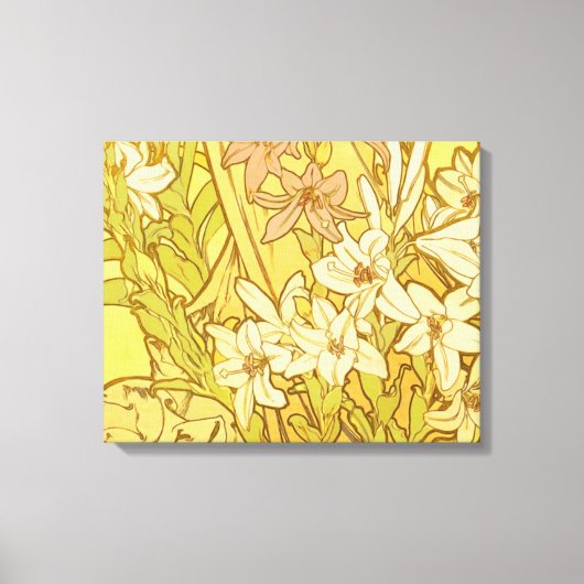 Alfonse Mucha Art Nouveau-bloemen Canvas Afdruk (Voorkant)