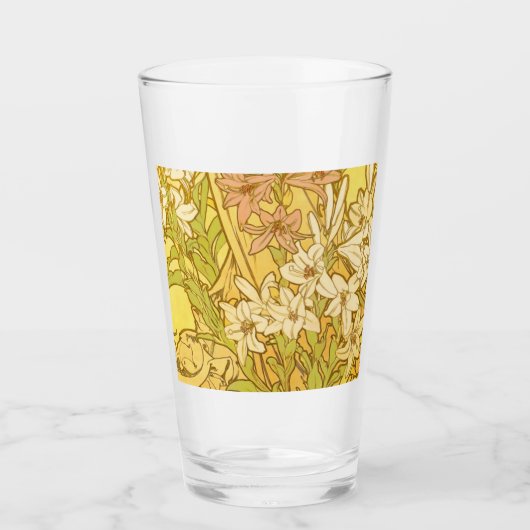 Alfonse Mucha Art Nouveau-bloemen Glas (Voorkant)