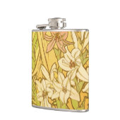 Alfonse Mucha Art Nouveau-bloemen Heupfles (Links)