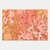 Alfonse Mucha Art Nouveau-bloemen Inpakpapier Vel (Voorkant 3)