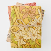 Alfonse Mucha Art Nouveau-bloemen Inpakpapier Vel (In situ)