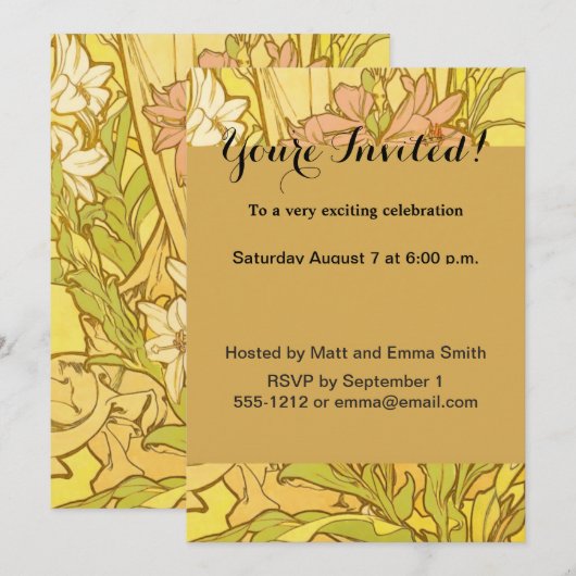 Alfonse Mucha Art Nouveau-bloemen Kaart (Voorkant / Achterkant)