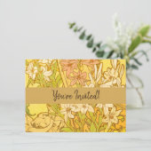 Alfonse Mucha Art Nouveau-bloemen Kaart (Staand voorkant)