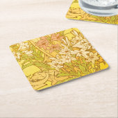 Alfonse Mucha Art Nouveau-bloemen Kartonnen Onderzetters (Schuin)