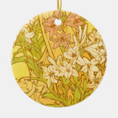 Alfonse Mucha Art Nouveau-bloemen Keramisch Ornament (Voorkant)