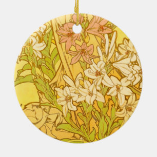 Alfonse Mucha Art Nouveau-bloemen Keramisch Ornament