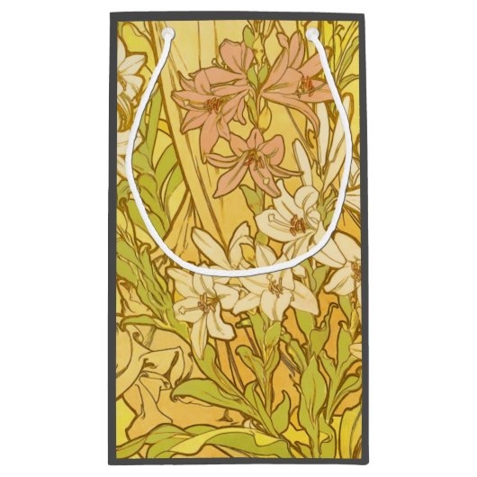 Alfonse Mucha Art Nouveau-bloemen Klein Cadeauzakje (Achterkant)