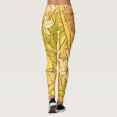 Alfonse Mucha Art Nouveau-bloemen Leggings (Achterkant)
