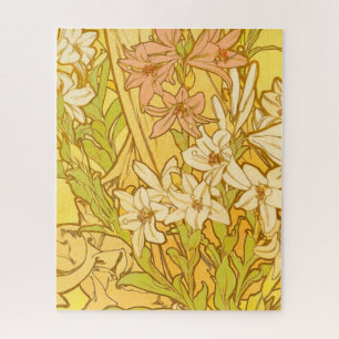 Alfonse Mucha Art Nouveau-bloemen Legpuzzel