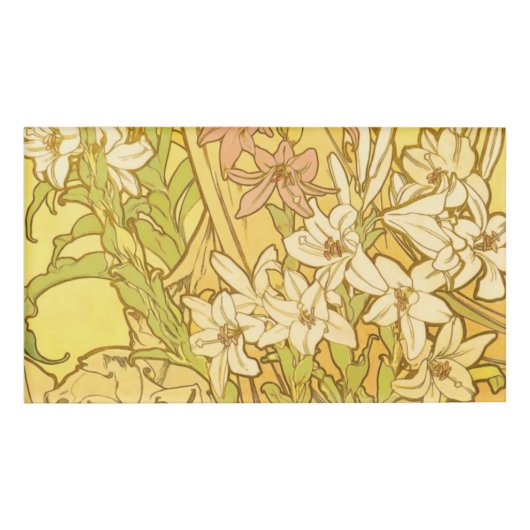 Alfonse Mucha Art Nouveau-bloemen Naambadge (Voorkant)