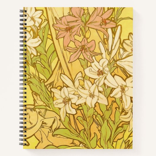 Alfonse Mucha Art Nouveau-bloemen Notitieboek (Voorkant)