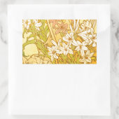 Alfonse Mucha Art Nouveau-bloemen Rechthoekige Sticker (Tas)