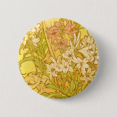 Alfonse Mucha Art Nouveau-bloemen Ronde Button 5,7 Cm (Voorkant)