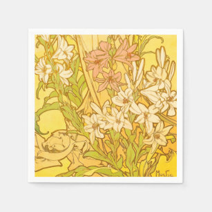 Alfonse Mucha Art Nouveau-bloemen Servet