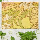 Alfonse Mucha Art Nouveau-bloemen Theedoek (Gevouwen)