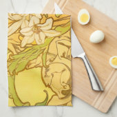 Alfonse Mucha Art Nouveau-bloemen Theedoek (Quarter Fold)