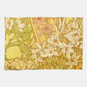 Alfonse Mucha Art Nouveau-bloemen Theedoek (Horizontaal)